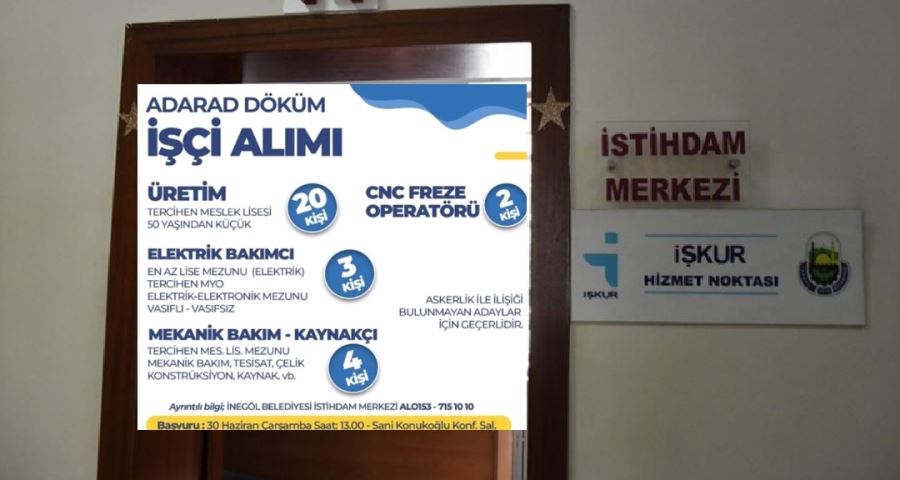 İstihdam Merkezi Aracılığıyla 29 Personel Alımı Yapılacak