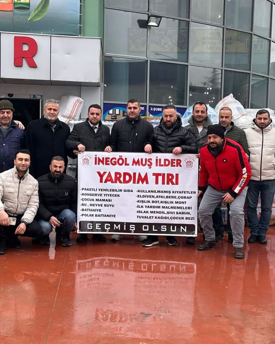 İnegöl Muşlular derneği MUŞ İLDER yardım tırı Yola çıktı