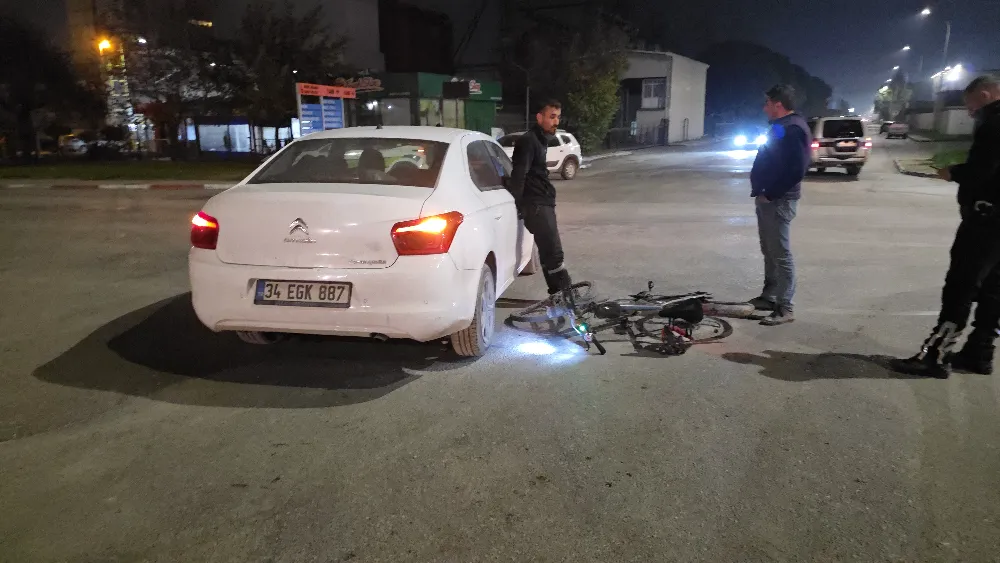 İnegöl OSB 1. Cadde’de otomobil-bisiklet kazası: 1 yaralı