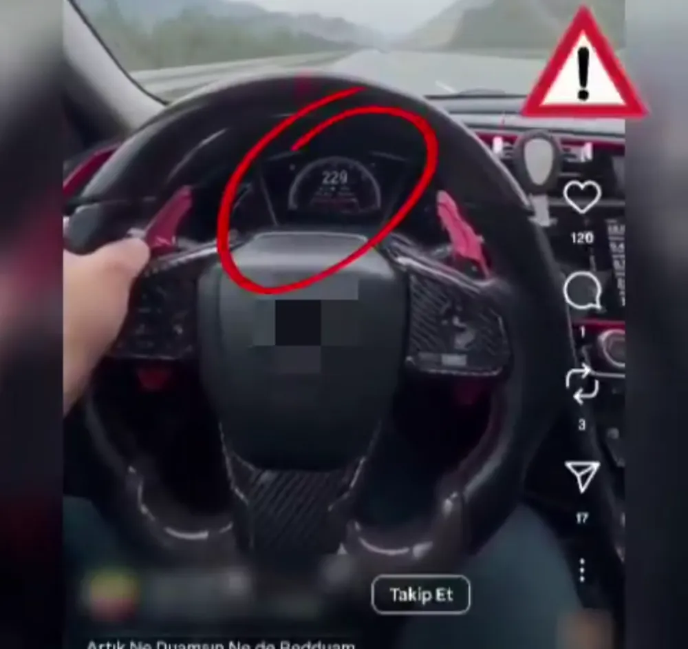 Gemlik’te hız yapan sürücü sosyal medya paylaşımından yakalandı